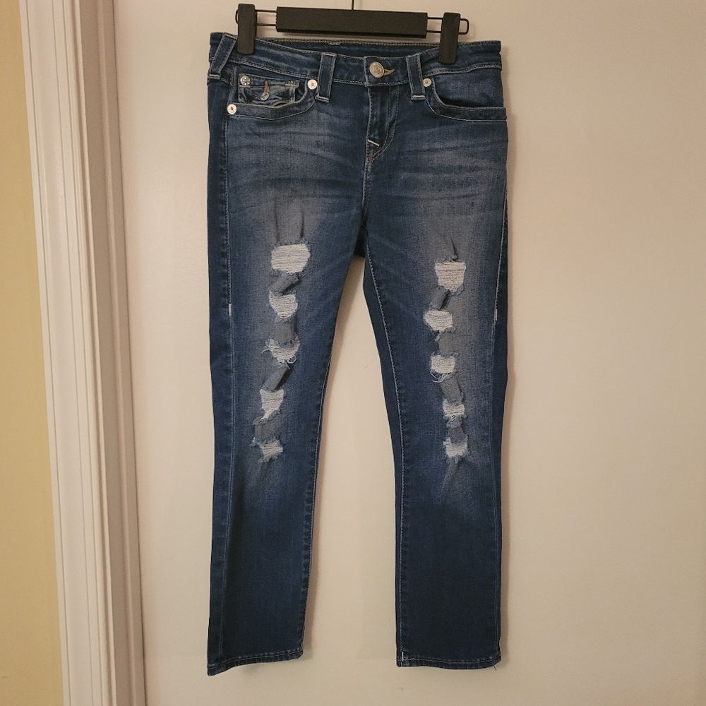 True Religion Halle Capri Flap Roll, Size 27